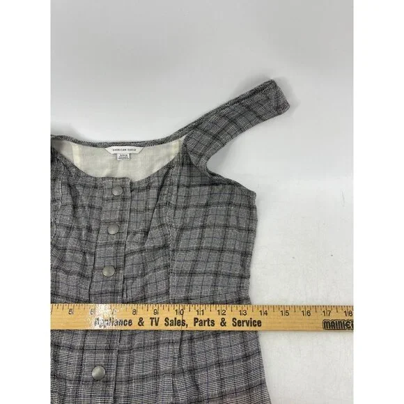 American Eagle Women's Gray Plaid Sleeveless Snap Front Dress Size Small - Picture 12 of 15